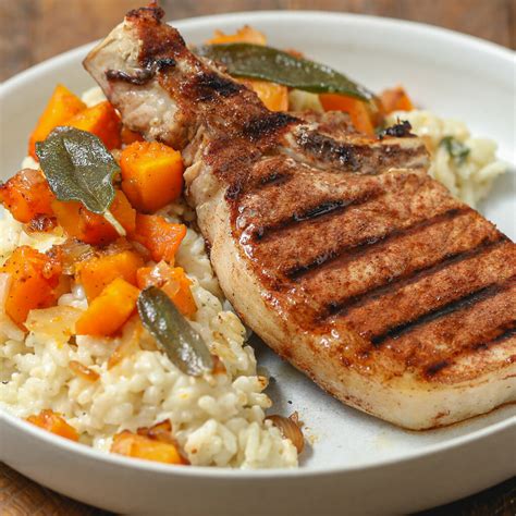 Spiced Pork Chops with Dairy Free Butternut Squash Risotto