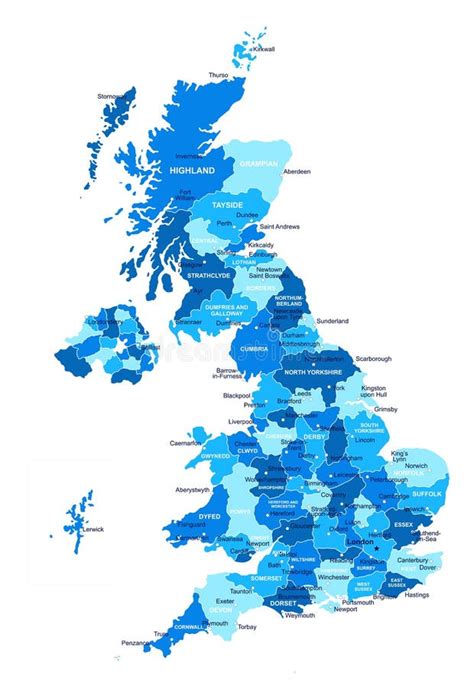 Political Map Of England With Regions Royalty Free Vector