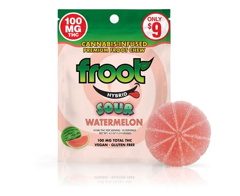 Froot Sour Watermelon Gummy 100mg Single Cut To Dose Froot