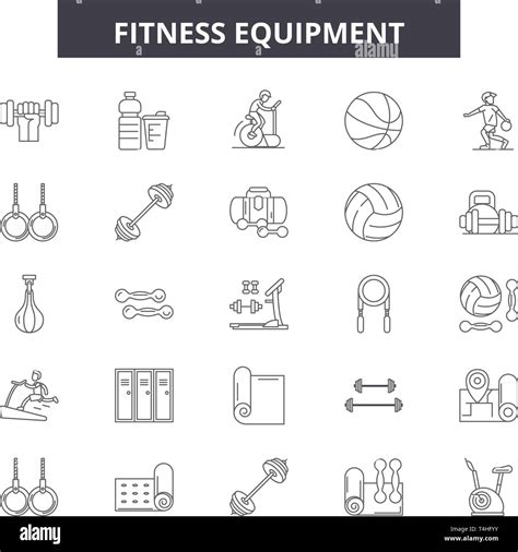 Fitness Equipment Line Icons Signs Set Vector Fitness Equipment