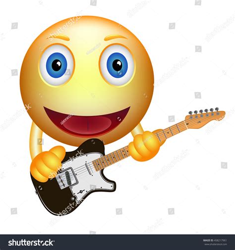 Cartoon Smiley Guitar Vector Islated Illustration Stock Vector Royalty