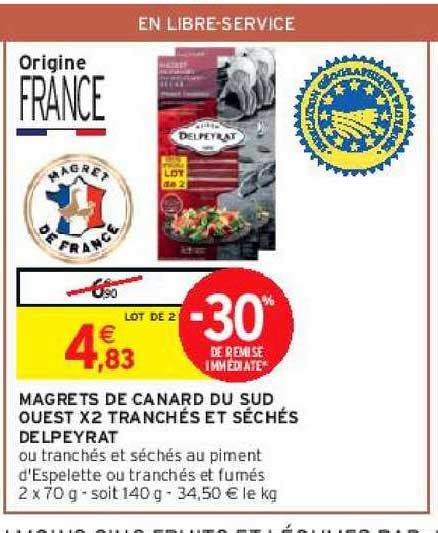 Promo Magrets De Canard Du Sud Ouest X Tranch S Et S Ch S Delpeyrat