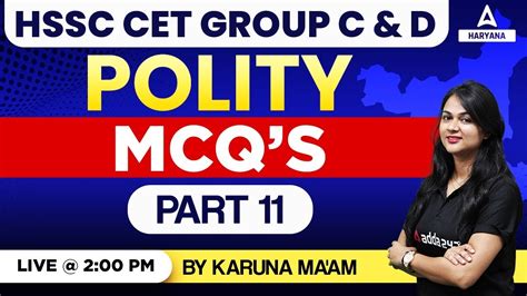 HSSC CET 2023 Group C D Polity MCQs Series 11 Polity For HSSC