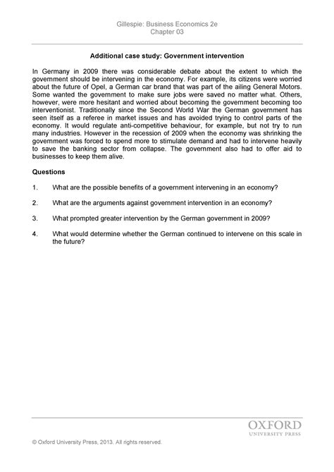 Case 1 Case Gillespie Business Economics 2e Chapter 03 © Oxford