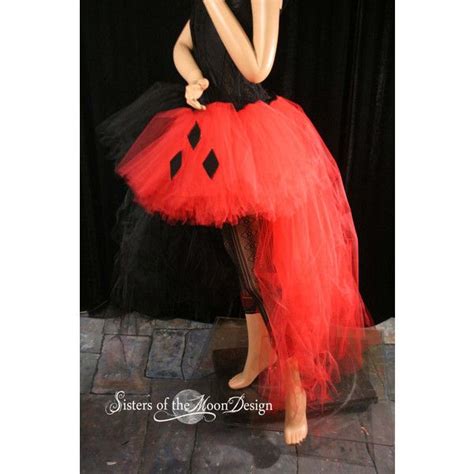 Harley Quinn Adult Tutu Skirt Wedding Formal Bustle Trail Bridal Trashy Cosplay Dance Costume