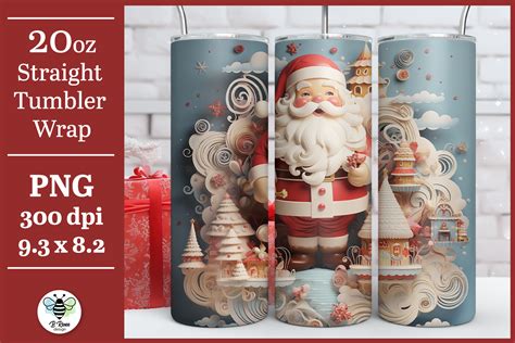 3d Santa Tumbler Wrap Sublimation Png Graphic By B Renee Design