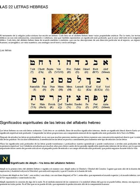 Las 22 Letras Hebreas Kabbalah Hoy Pdf Kábala Dios