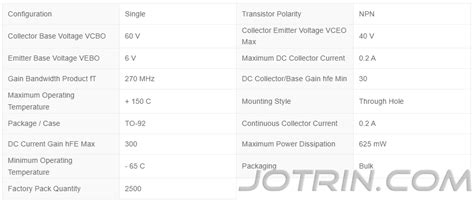 2N3904 Transistor Datasheet, Equivalent, and Pinout - Jotrin Electronics