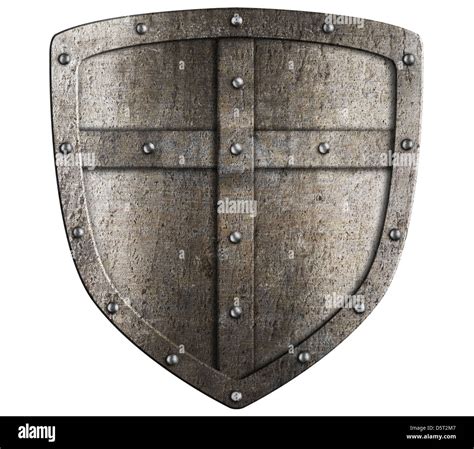 Crusader Metal Shield Illustration Isolated On White Stock Photo Alamy