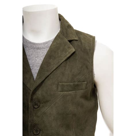 Men S Olive Suede Waistcoat Blazon Leather