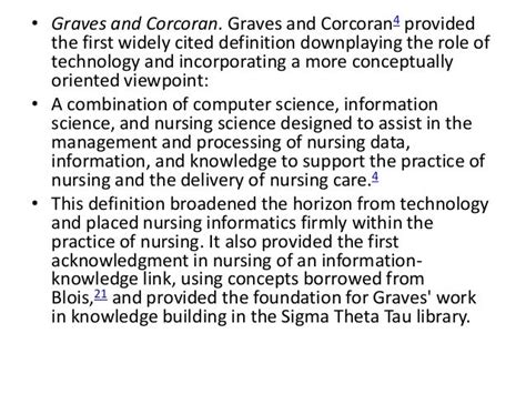 History Of Definition Of Nursing Informatics