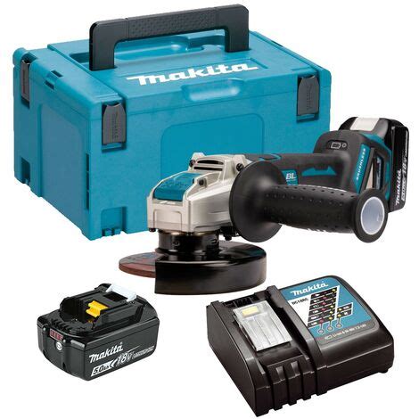 Makita DGA519RTJ 18v Cordless Brushless X Lock Angle Grinder 125mm 2x