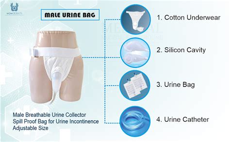 Wowobjects Male Urine Bag Urine Collection Set Breathable Urinal Spill Proof Bag For Urine