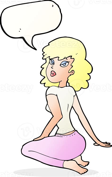 Cartoon Pretty Woman With Speech Bubble 40080881 Png