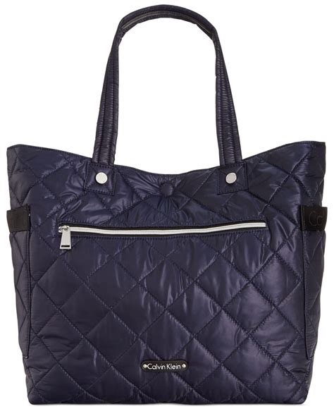 Calvin Klein Synthetic Cire Reversible Extra Large Quilted Nylon Tote In Dark Indigopurple