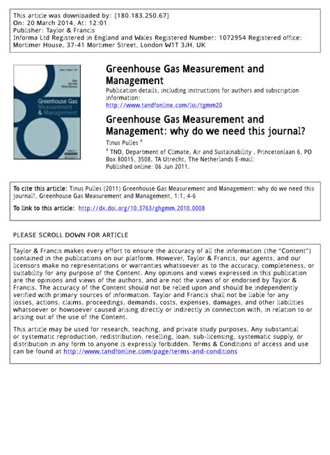 (PDF) Greenhouse Gas Measurement and Management : why do we need this ...