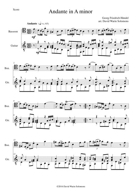 Andante For Bassoon And Guitar Arr David Warin Solomons Sheet Music