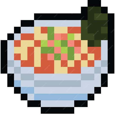 Premium Vector Pixel Art Cartoon Spicy Ramen Icon