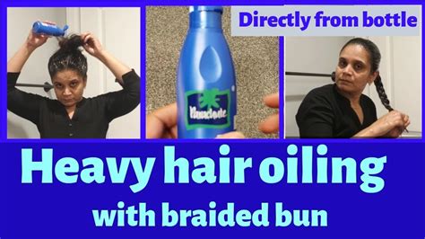 Heavy Hair Oiling Directly From Bottle Coconut Oil With Braided Bun 100ml Heavy Hair Oiling