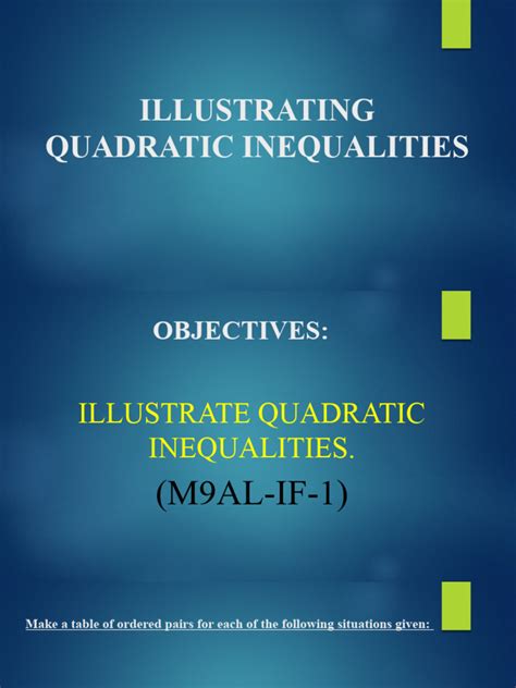 G9 Math Q1 Week 5 Illustrating Quadratic Inequalities Pdf Quadratic