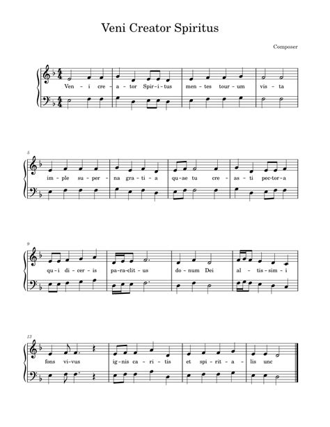 Veni Creator Spiritus Sheet Music For Piano Church Choir