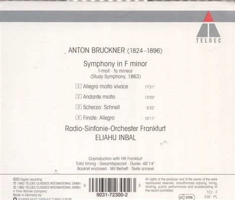 Anton Bruckner Symphony In F Minor Cd Ebay