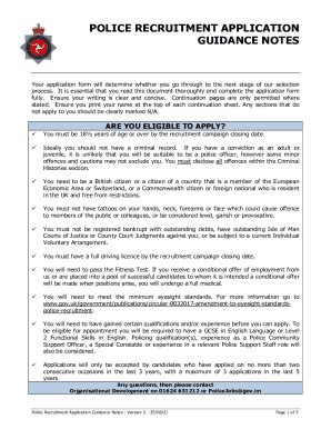 Fillable Online Police Application Form Apply To Be A Police