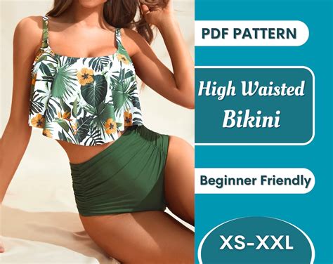 High Waisted Bikini Pattern Xs Xxxl Sewing Pattern Swimsuit Bikini