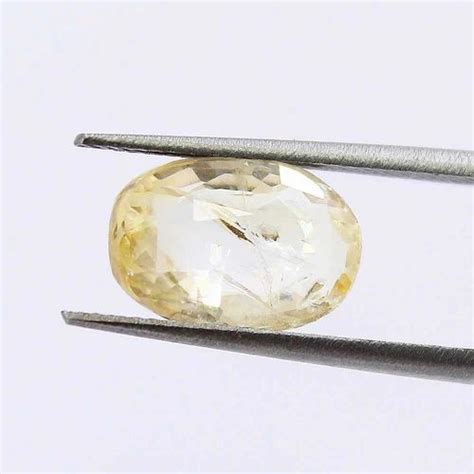 Oval Astrology Carat Unheated Untreated Natural Yellow Sapphire At