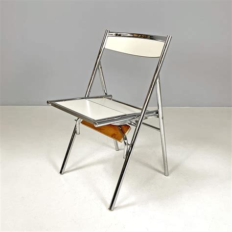 Italian Modern Steel And White Laminate Chair Convertible Into A Ladder