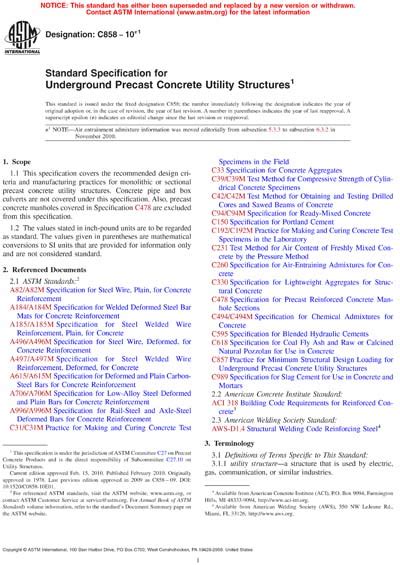 ASTM C858 10e1 Standard Specification For Underground Precast