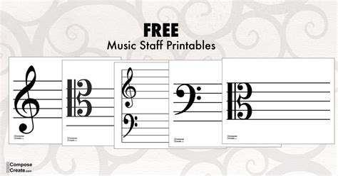 Printable Treble Bass Tenor And Alto Clef Staff For Teaching Music