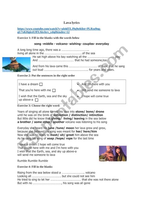 The lava song (disney song) - ESL worksheet by segjum