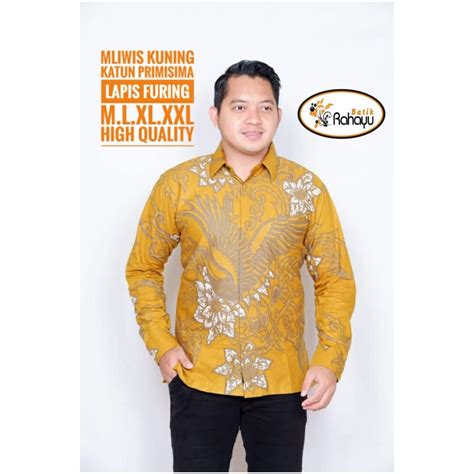 Jual Mliwis Kuning Rahayu Kemeja Batik Pria Solo Lengan Panjang Lapis