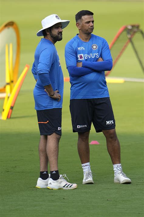 Rohit Sharma And Rahul Dravid During A Training Session