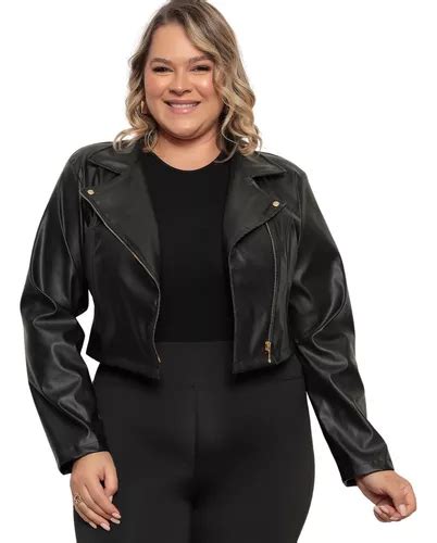 Jaqueta Feminina Plus Size Courino Sint Tico Couro Fake Mercadolivre