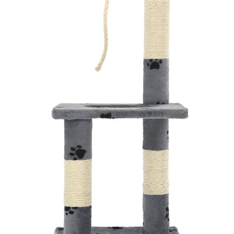 Arbre à chat avec griffoirs en sisal 109cm Gris Motif de pattes YAZO SHOP