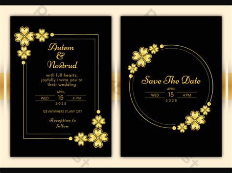 Wedding Invitation Card Luxury Black And Gold Floral Background | EPS Free Download - Pikbest