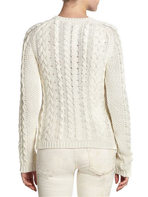 Polo Ralph Lauren Cotton Cable Knit Sweater In Cream Natural Lyst