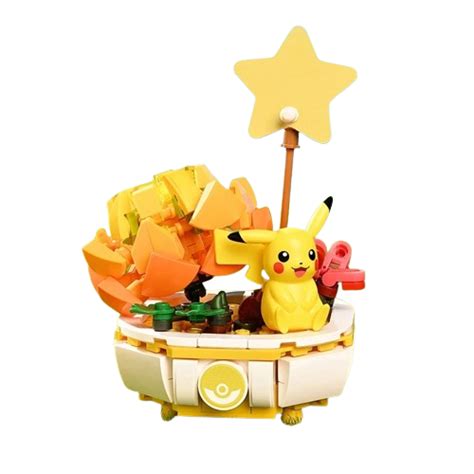 Pikachu Series Pokémon Plantas Suculentas Blocos de Montar Cubo