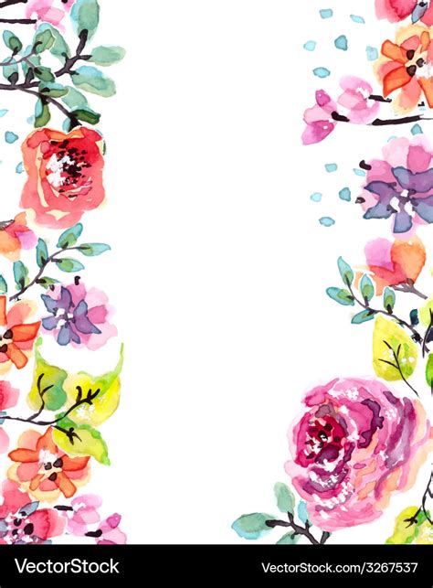 Watercolor Floral Frame Royalty Free Vector Image