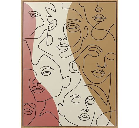 Tableau visages tracés sur fond tricolore Faccia Arte Kare Design