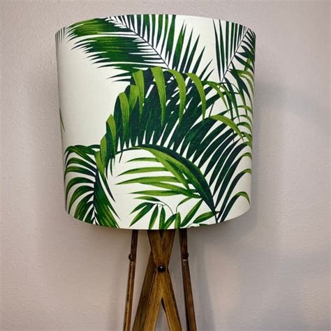 Tropical Green And Cream Palm Leaves Handmade Lampshade Gold Etsy