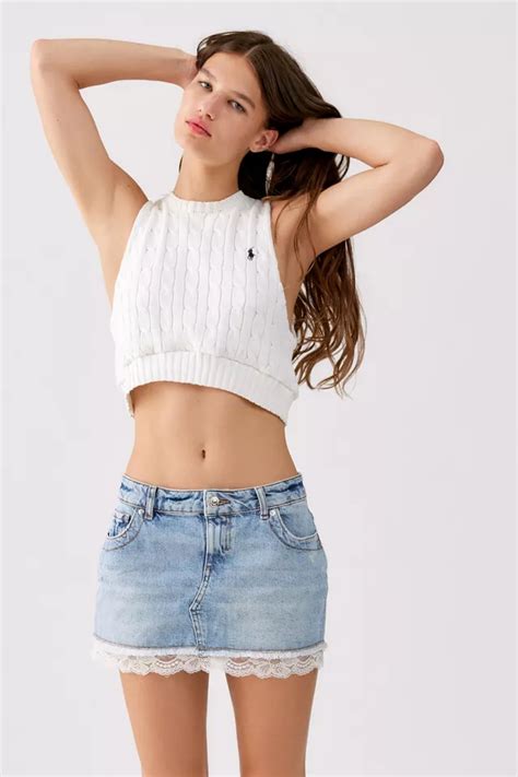 Uo Brynne Low Rise Denim Mini Skirt Urban Outfitters