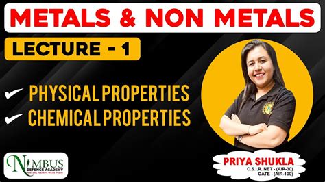 Metal And Non Metal Part 1 Physical Properties Of Metals Chemical Properties Of Metals