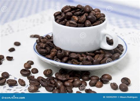 Cup Full Of Coffee Beans Stock Image Image Of Leisure 105952991