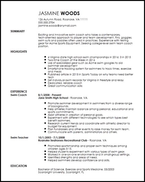 Free Contemporary Sports Coach Resume Example Resume Now