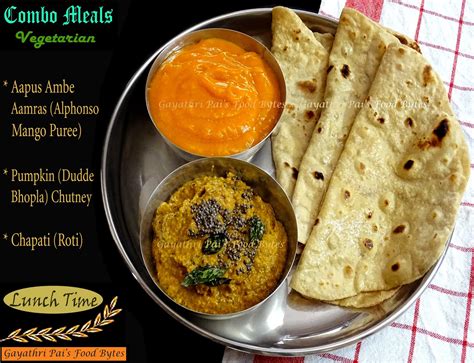 Gayathri Pai S Food Bytes Combo Meal Aamras Pumpkin Dudde Chutney