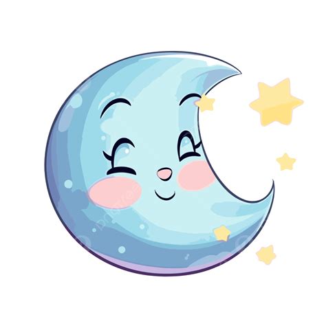 Lune Clipart Luna De Dibujos Animados Lindo Con Estrellas Y Cara