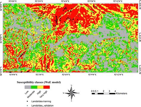 Landslide Susceptibility Map Produced By Weights Of Evidence Model Download Scientific Diagram